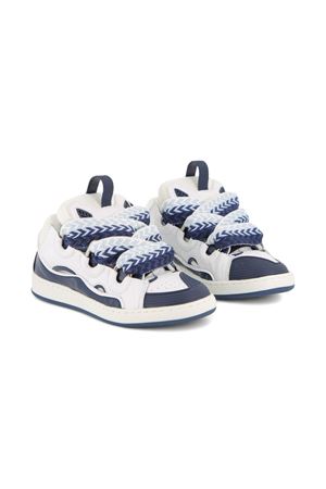 sneackers in cotone e pelle bianco LANVIN KIDS | N30357N68
